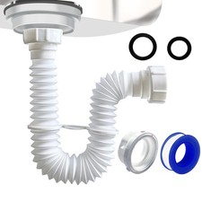 1 1 2 Inch Flexible Sink Drain Pipe Kit P Trap Bathroom Kitchen Plumbing