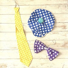 Oversized Clown Costume Pieces Blue Hat Bow Tie Tie Halloween Dress Up