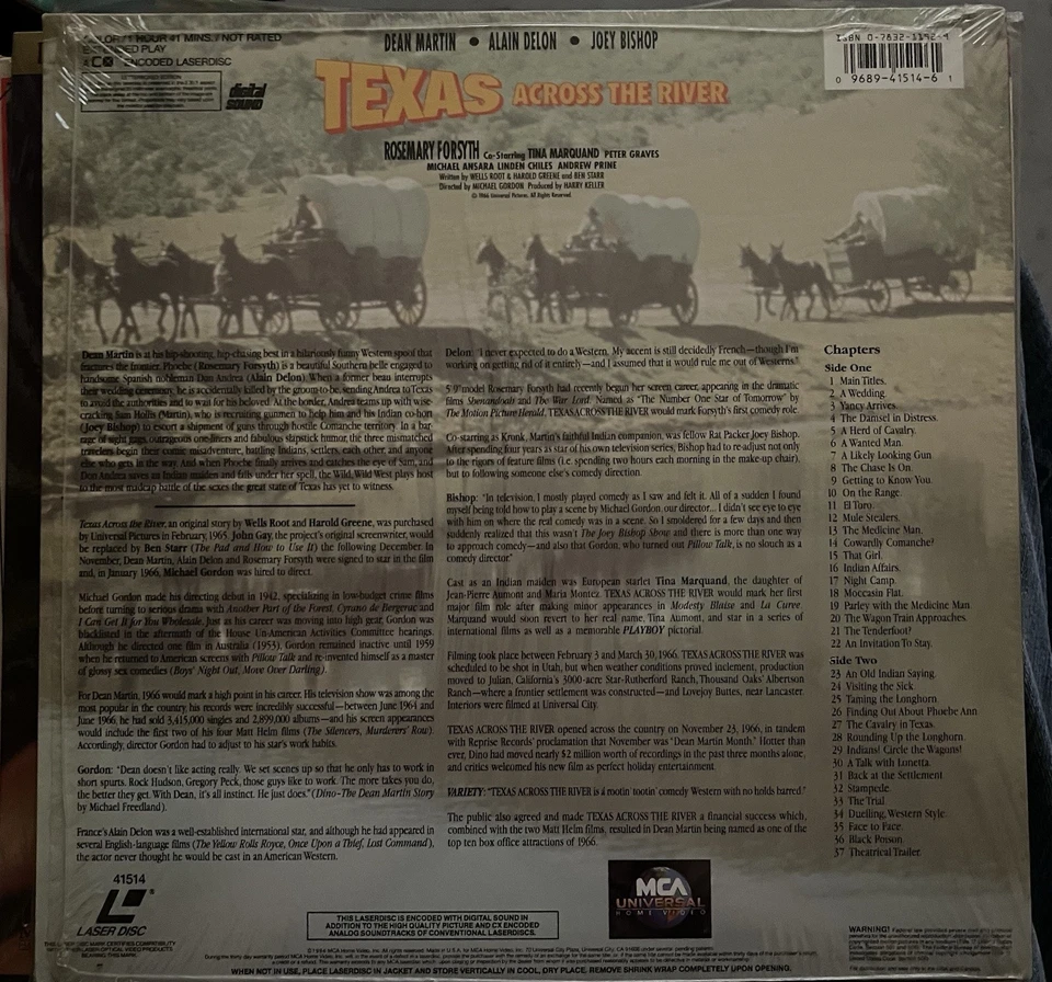 TEXAS ACROSS THE RIVER (1966) Dean Martin, Alain Delon Laserdisc - Image 2 of 2