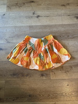 Women's Mixed Paint Print Mini Skirt - Fe Noel X Target Orange Linen Size 8