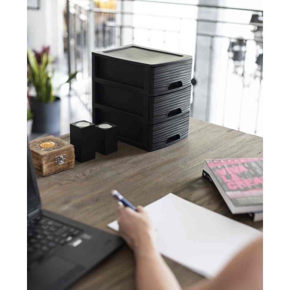 Module de classement A5 noir EDA STONE petit caisson de rangement de bureau PP - 2