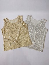 Gold and Silver Sequin Tank Top Size Small Sleeveless Women's