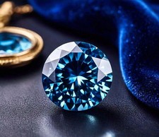 2.00 Ct Blue Round Cut Lab Grown Diamond Natural D Color VVS1 Clarity Certified