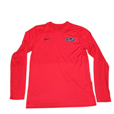 Nike Ole Miss Rebels Men M Red Dri-FIT Legend Long Sleeve Training Shirt