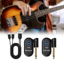 2Pcs Guitar Transmitter Audio Transmitter Receiver Rechargeable Adapter Music