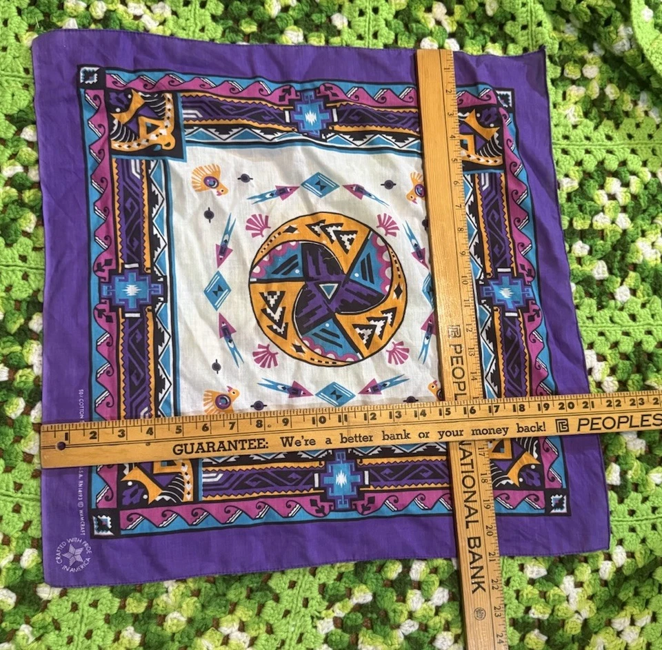 Pañuelo Bandana Vintage Wamcraft Retro SouthWestern Rockabilly Púrpura EE. UU. Foto 4 de 4