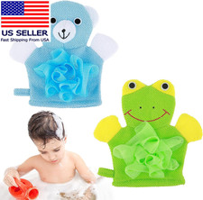 2 Pcs Kids Shower Loofah Cute Animal Kid Bath Gloves Loofah Body Scrubber for Sh