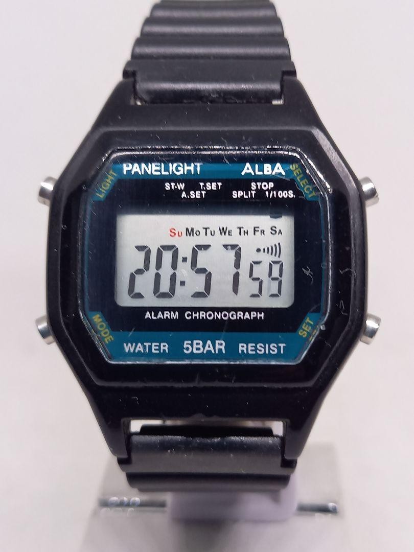 Band Digital ALBA Rubber PANELLIGHT Watch Chronograph 5BAR Alarm Water Resistant - vintagewatches.pk