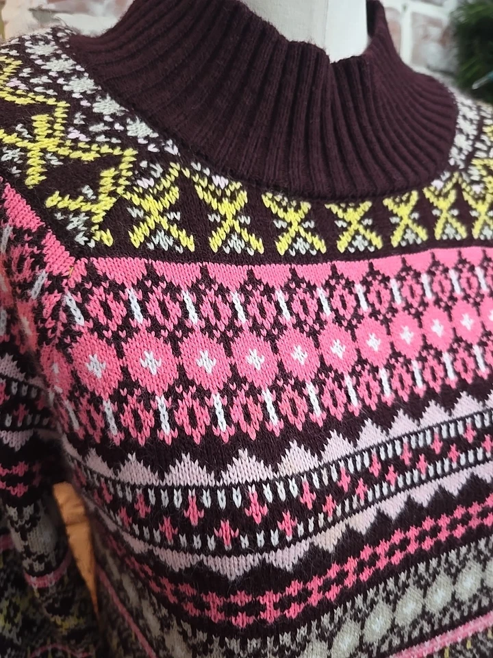 New York & Co Womens Sweater Sz Medium Multicolor Long Sleeves Mock Neck - Image 2 of 4