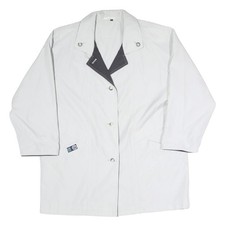 Womens White Grey Button Closure Jacket XL Polyester Blend Classic Plain Style