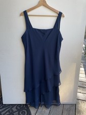VTG Ursula of Switzerland Mother Of The Bride Navy Blue Chiffon Ruffle Dress 16
