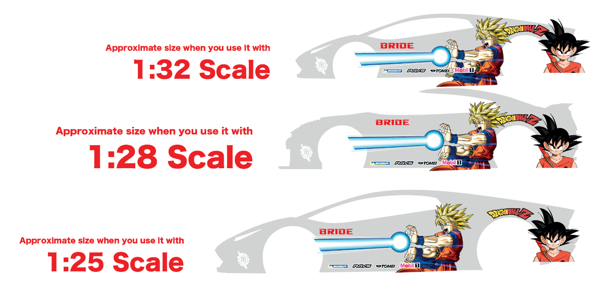 Z Anime Waterslide Decals White Toner 1/28-25-32 Custom Diecast RC