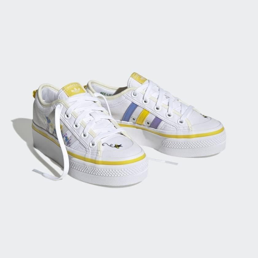 Adidas Kids Nizza Platform Shoes, White thumbnail 4