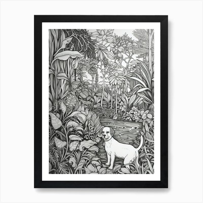 Zeichnung eines Hundes in Royal Botanic G gerahmtes Wandbild Poster Leinwanddruck Bild
