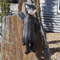 Katze Kletternd HÄNgend Schwarz Figur Statue Skulptur Deko Grau Fan Katzenfigur