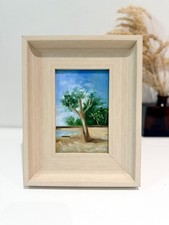Nature palm tree painting-original skyscape landscape tree FRAMED FineArt Signed