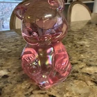 Vtg Fenton Cranberry Pink Art Glass Sitting Bear Figurine with Fenton Sticker
