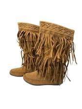 ARQA SHOP WOMEN’S RAMPAGE BOHO STYLE FRINGED BOOTS SIZE 8 #315