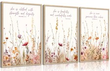 MALEDO 3Pcs Christian Nursery Canvas Wall Art Bible Verse Floral Pictures Wal...