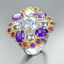 Gemstone ring Natural Blue Topaz Ring 925 Sterling Silver Size 7.5 /R455882