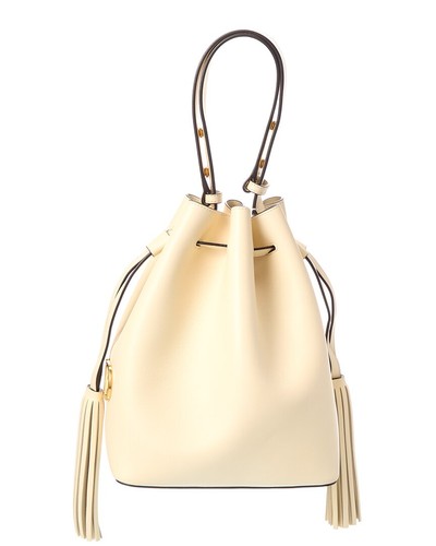 Valentino Vlogo Leather Bucket Bag Women's White
