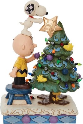 Jim Shore Peanuts Charlie Brown Snoopy Decorating Tree Figurine 6010321 NEW T