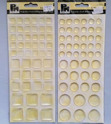 Papermania Dome Stickers, Card Embellishments, Circles/Squares, 3 sizes, 1-2.5cm