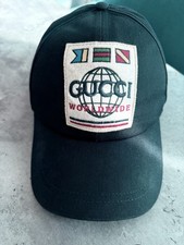 Gucci Worldwide Patch Canvas Baseball Cap in Black