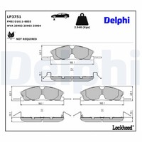 Bremsbelagsatz Scheibenbremse Delphi LP3751 FüR Ford Explorer Flex 4WD AWD