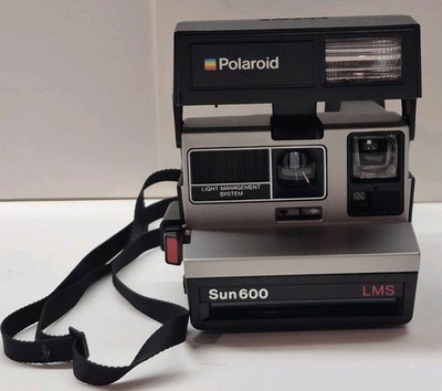 Vintage 1980s Polaroid Sun 600 LMS Instant Film Camera w/Strap Tested Working B2
