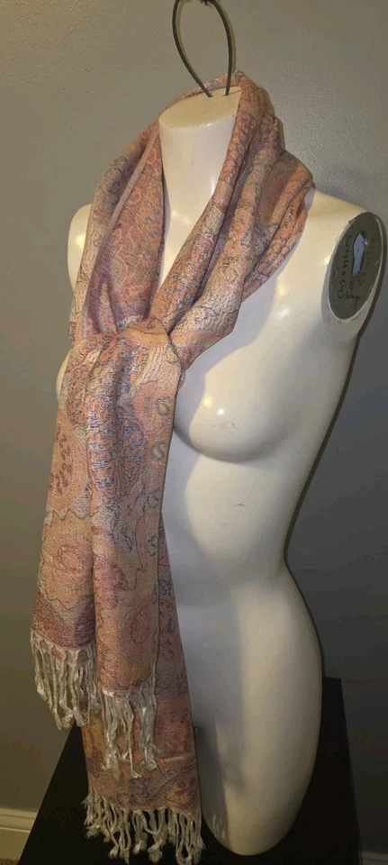 Lenço feminino rosa xale de cashmere Jshion peso leve boa moda - Imagem 4 de 4