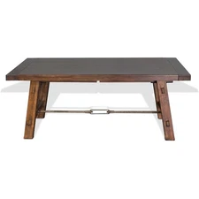Sunny Designs Tuscany 106" Farmhouse Wood Extension Table in Medium Brown