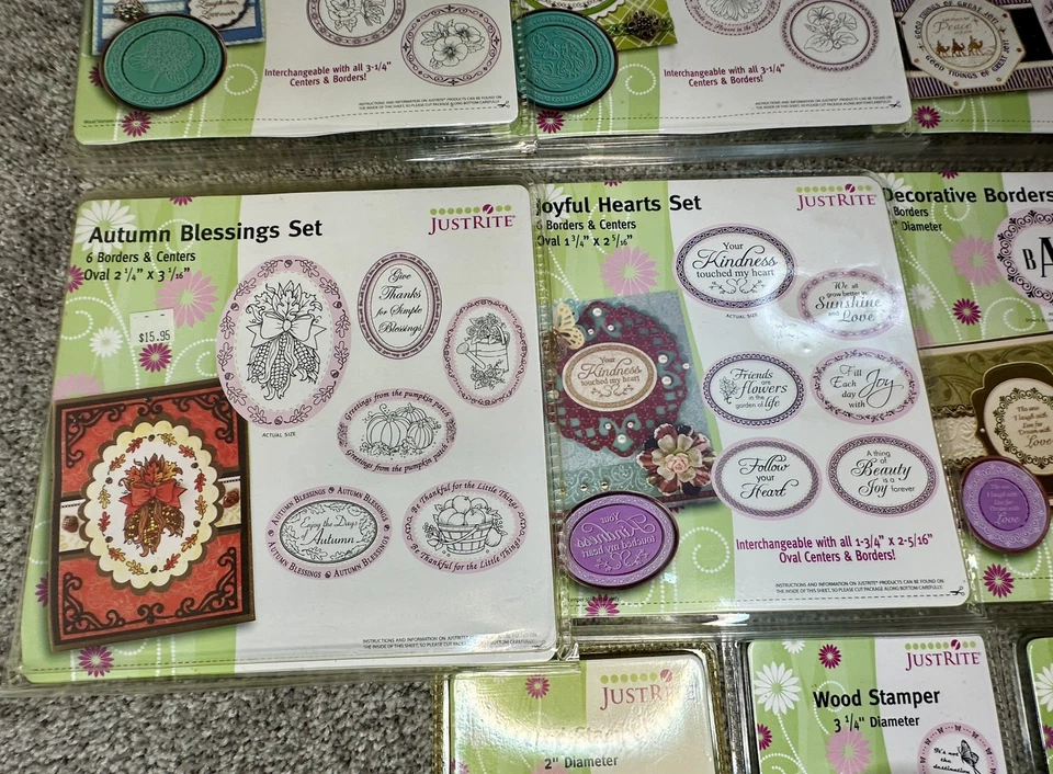 NUEVO Lote de 8 juegos de estampillas de goma Just Rite 4 estampillas de madera intercambiables de Navidad Foto 4 de 4