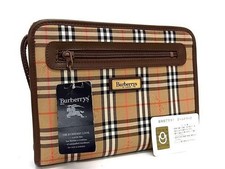 Burberrys Nova Check Canvas Clutch Bag Brown AS6361