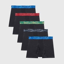Hanes Boys' 5pk Moves Breathable Mesh X-Temp Boxer Briefs - Black XL 16-18
