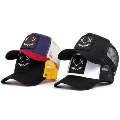 Lächeln Trucker Mesh Baseballmütze Männer Hip Hop Atmungsaktive Hysteresenkappe