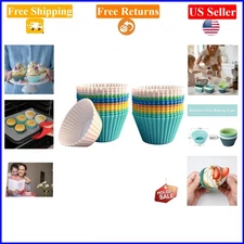 24-Pack Reusable Silicone Muffin Cups, Non-Stick, Multi-Color, Standard Size
