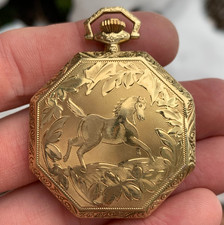 1925 Elgin - 14K Solid Gold Equestrian Case - Grade 315 12S 15J Pocket Watch
