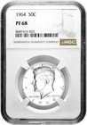 1964 50c Silver Proof Kennedy Half Dollar NGC Graded PF 68 with New Holder
