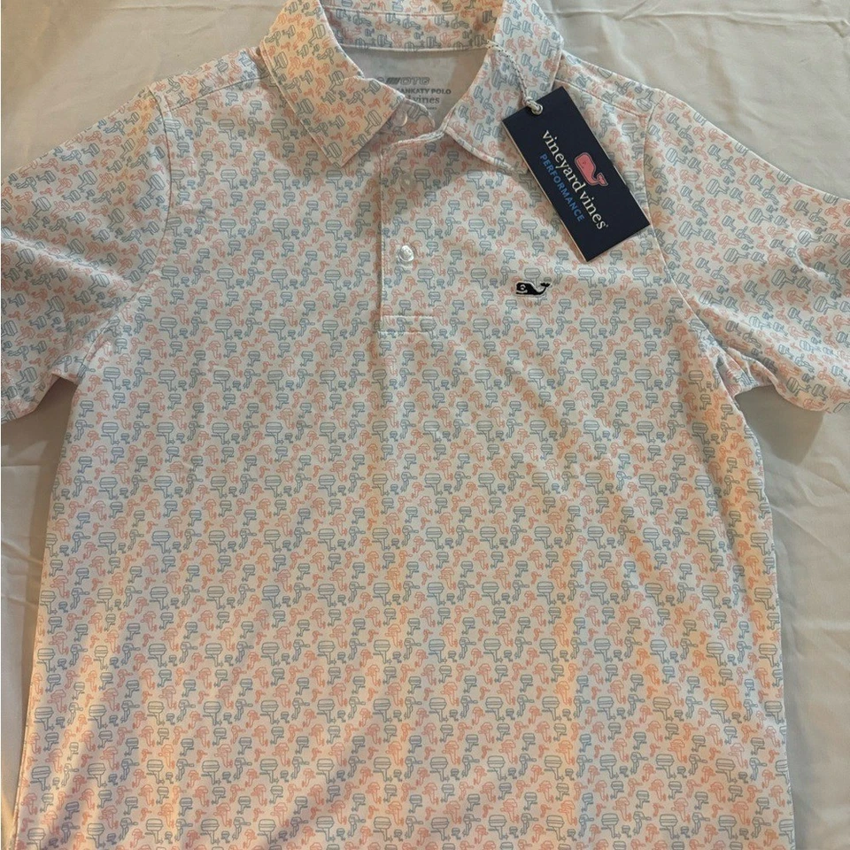 NWT Vineyard Vines Blue and Orange on the go Sankaty Polo prep Boys - Image 2 of 4