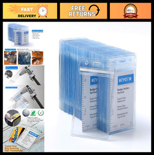 100 Pack Heavy Duty ID Card Badge Holders, Clear PVC Vertical Sleeves, Waterproo