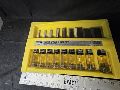 Stanley 16-602A 9-Piece Wood Chisel Set w/ Storage Tray, Steel Blades