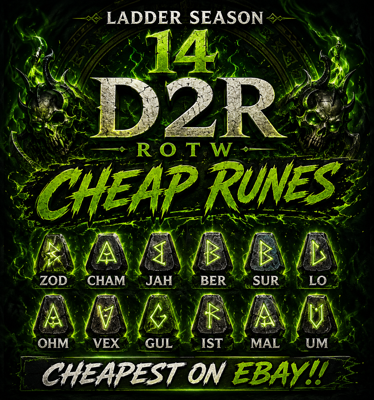 Diablo 2 Res Rune D2R Runes Ohm Jah Ist Lo Vex Ber Rune season 14 ...