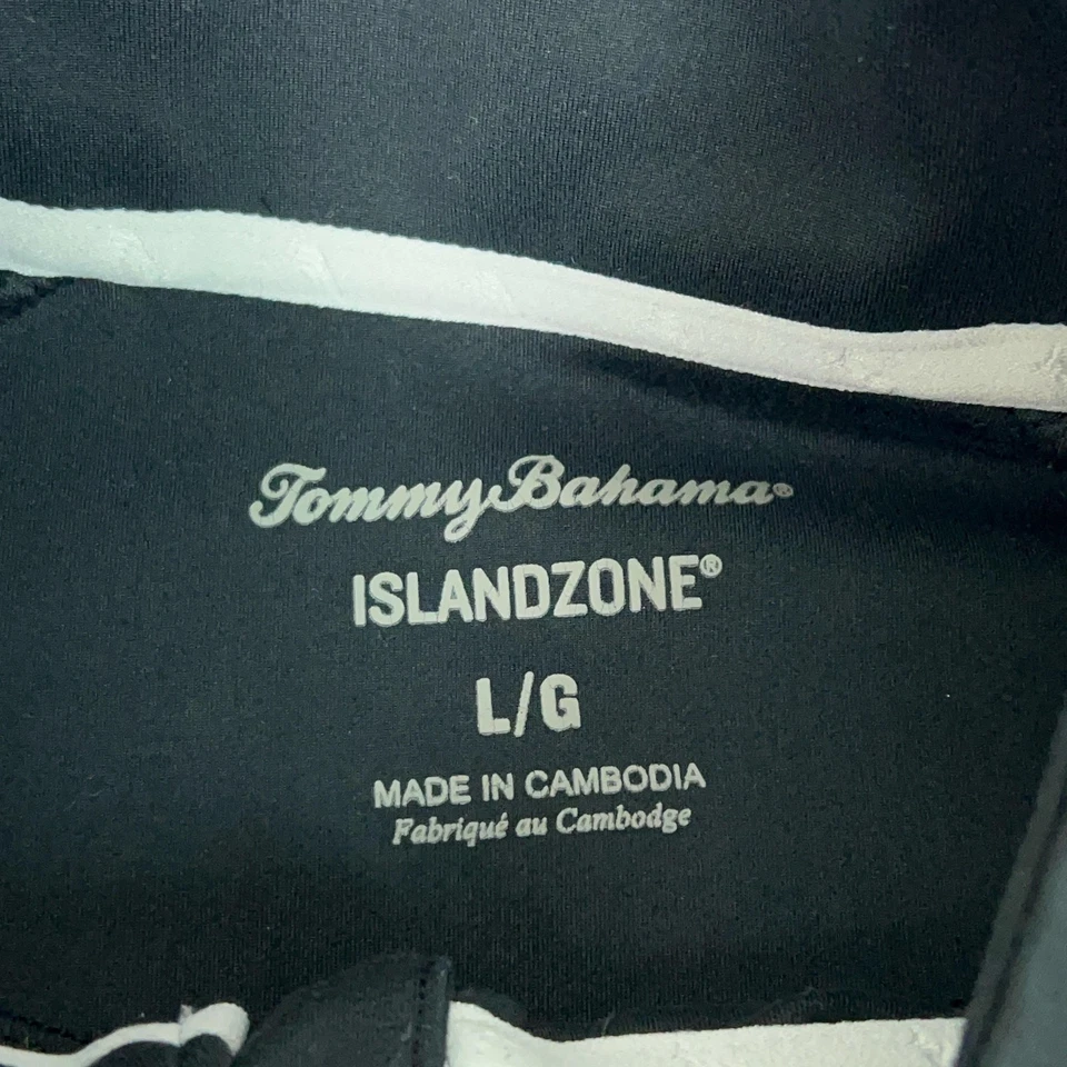 Suéter Tommy Bahama Para Hombres Grande Negro Zona Isla Cuarto Cremallera Rendimiento Golf Foto 3 de 4