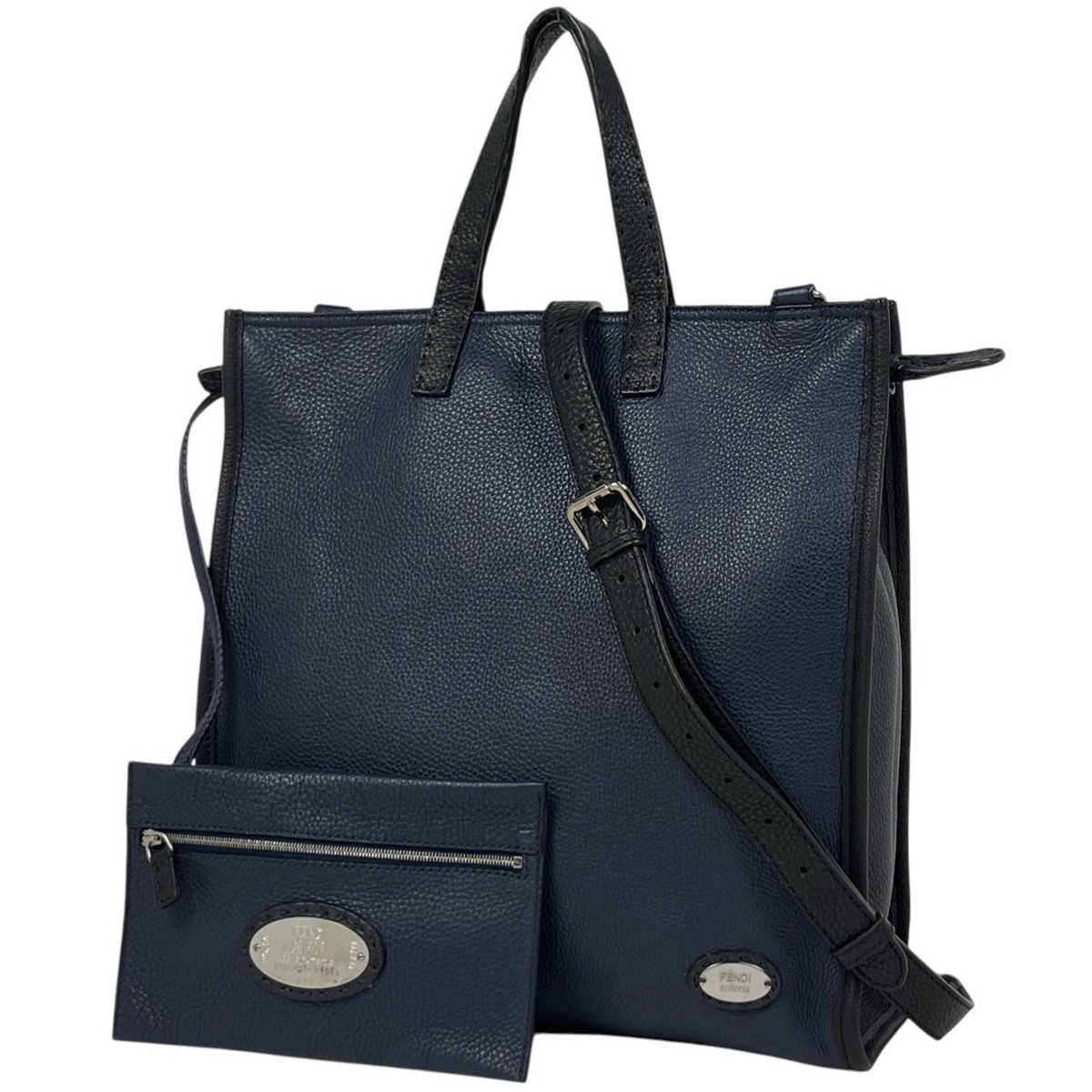 FENDI Celeria Tote Bag 2WAY Shoulder Bag Tote Bag leather Navy blue 7VA269 Women