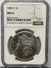 1885-S Morgan Silver Dollar NGC MS-61.  Better Date.  Nice Coin!!