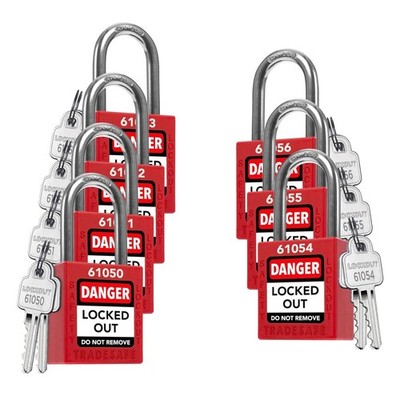 Safety Padlocks Set - 7 LOTO Locks Keyed Different