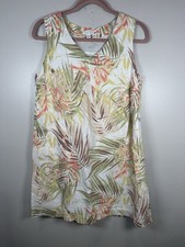 J.Jill Love Linen Tropical Jungle Shift Dress Size Small Petite Pockets Vacation