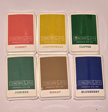 0294Concord 9th Premium Dye Ink Pads Lot of 6 Sorbet Lemongrass Clover Juniper
