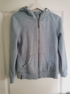 Sweatjacke Mädchen hellblau Blümchen Gr. 158/164 Yigga